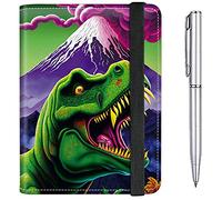 Passport Case and CDC Vaccine Card Holder Combo Plus a Pen, Ancient Dinosaur, Modern