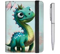 Passport Case and CDC Vaccine Card Holder Combo Plus a Pen, Butterfly Dinosaur, Modern