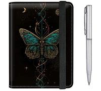 Passport Case and CDC Vaccine Card Holder Combo Plus a Pen, Butterfly Space, Modern