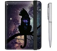Passport Case and CDC Vaccine Card Holder Combo Plus a Pen, Cat Nebula, Modern