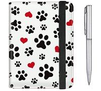 Passport Case and CDC Vaccine Card Holder Combo Plus a Pen, Cute Dog Paw Prints, Modern