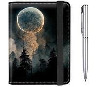 Passport Case and CDC Vaccine Card Holder Combo Plus a Pen, Forest Moon, Modern