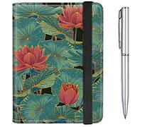 Passport Case and CDC Vaccine Card Holder Combo Plus a Pen, Lotus, Modern