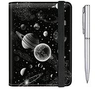 Passport Case and CDC Vaccine Card Holder Combo Plus a Pen, Moon Space, Modern