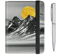 Passport Case and CDC Vaccine Card Holder Combo Plus a Pen, Mountain Sunup, Modern