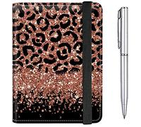 Passport Case and CDC Vaccine Card Holder Combo Plus a Pen, Pink Leopards Glitter, Modern