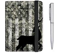 Passport Case and CDC Vaccine Card Holder Combo Plus a Pen, Retro Flag Deer, Modern