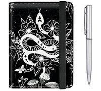 Passport Case and CDC Vaccine Card Holder Combo Plus a Pen, Witchy Snake Moon, Modern