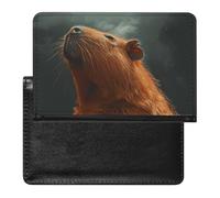 Passport Cover,Capybara with Eyes Closed Printed Travel Passport Holder,PU Passport Holder,Unisex Passport Holder, Capybara with Eyes Closed, 5.8*3.9 IN