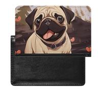 Passport Cover,Cute Pug Printed Travel Passport Holder,PU Passport Holder,Unisex Passport Holder, Cute Pug, 5.8*3.9 IN