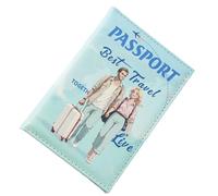 Passport Cover for Travel | PU Leather Passport Holder - Couples Waterproof Accessories Bag for Credit Card Abroad Boarding Pass Family Women Men Kids Purse, Blue, Two persons, Unisex