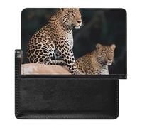 Passport Cover Leather Passport Protector African Leopard on Rock Travel Document Holder Cover Travel Essentials for Women Men, African Leopard on Rock, One Size