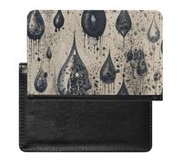 Passport Cover Leather Passport Protector Bear in Tree Travel Document Holder Cover Travel Essentials for Women Men, Black Water Drop Pattern, One Size