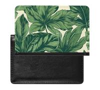 Passport Cover Leather Passport Protector Black And White Marble Travel Document Holder Cover Travel Essentials for Women Men, Green Foliage Botanical, One Size
