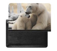 Passport Cover Leather Passport Protector Black White Polka Dots Travel Document Holder Cover Travel Essentials for Women Men, Polar Bear love, One Size