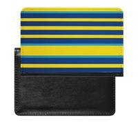 Passport Cover Leather Passport Protector Black White Polka Dots Travel Document Holder Cover Travel Essentials for Women Men, Yellow and blue stripes, One Size