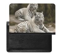 Passport Cover Leather Passport Protector Blue Sea Sailboat Travel Document Holder Cover Travel Essentials for Women Men, White tigers, One Size