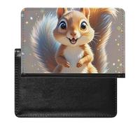 Passport Cover Leather Passport Protector Cartoon Clown Fish Travel Document Holder Cover Travel Essentials for Women Men, Squirrel, One Size