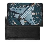 Passport Cover Leather Passport Protector Cat Pattern Travel Document Holder Cover Travel Essentials for Women Men, Air Force fighter jet, One Size