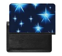 Passport Cover Leather Passport Protector Classic Movie Clapboard Black Travel Document Holder Cover Travel Essentials for Women Men, Cartoon blue star, One Size