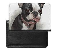 Passport Cover Leather Passport Protector Couple Owl Perch Tree Travel Document Holder Cover Travel Essentials for Women Men, Boston Terrier, One Size