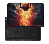 Passport Cover Leather Passport Protector Couple Owl Perch Tree Travel Document Holder Cover Travel Essentials for Women Men, Basketball, One Size