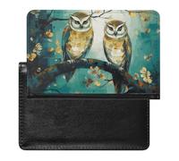 Passport Cover Leather Passport Protector Couple Owl Perch Tree Travel Document Holder Cover Travel Essentials for Women Men, Couple Owl Perch Tree, One Size