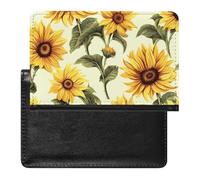 Passport Cover Leather Passport Protector Couple Owl Perch Tree Travel Document Holder Cover Travel Essentials for Women Men, Summer Sunflower, One Size