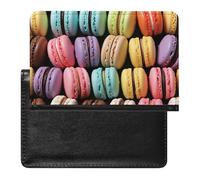 Passport Cover Leather Passport Protector Cute Ostrich Travel Document Holder Cover Travel Essentials for Women Men, Macaron Biscuit Flavored Pastries, One Size