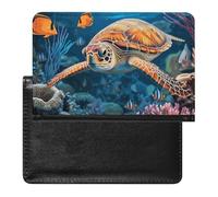 Passport Cover Leather Passport Protector Cute Panda Travel Document Holder Cover Travel Essentials for Women Men, Tropical Fish Starfish, One Size