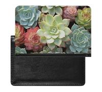 Passport Cover Leather Passport Protector Cute Panda Travel Document Holder Cover Travel Essentials for Women Men, Green Succulents, One Size