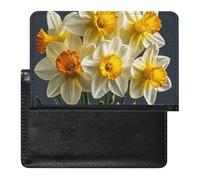 Passport Cover Leather Passport Protector Cute Squirrels Travel Document Holder Cover Travel Essentials for Women Men, Bouquet of Daffodils, One Size