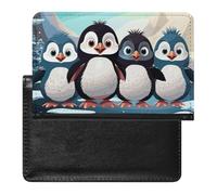 Passport Cover Leather Passport Protector Garden Peony Travel Document Holder Cover Travel Essentials for Women Men, Five cute penguins, One Size