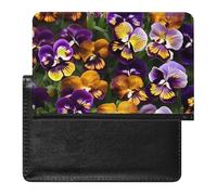 Passport Cover Leather Passport Protector Glow in The Dark Solar System Planet Travel Document Holder Cover Travel Essentials for Women Men, Pansy Perfection, One Size