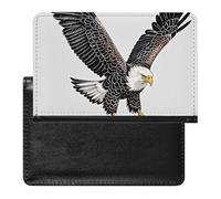 Passport Cover Leather Passport Protector Hammerhead Shark Scans The Ocean Travel Document Holder Cover Travel Essentials for Women Men, Sketch of bald eagle diving, One Size