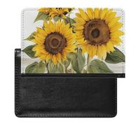 Passport Cover Leather Passport Protector Hedge Travel Document Holder Cover Travel Essentials for Women Men, Alluring Sunflowers Summer, One Size