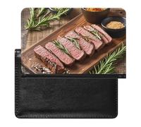 Passport Cover Leather Passport Protector Japanese Ramen Travel Document Holder Cover Travel Essentials for Women Men, Rosemary steak, One Size