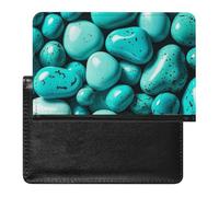 Passport Cover Leather Passport Protector Japanese Ramen Travel Document Holder Cover Travel Essentials for Women Men, Bright Aqua Blue Turquoise, One Size
