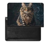 Passport Cover Leather Passport Protector Jet Fighter Travel Document Holder Cover Travel Essentials for Women Men, Cute and lovely cat, One Size