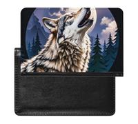 Passport Cover Leather Passport Protector Jet Fighter Travel Document Holder Cover Travel Essentials for Women Men, Wolves, One Size