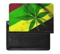 Passport Cover Leather Passport Protector Mathematics And Physics Travel Document Holder Cover Travel Essentials for Women Men, Jamaica Flag Leaves, One Size