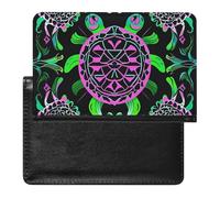 Passport Cover Leather Passport Protector Monster Truck Black Sky Lightning Roar Travel Document Holder Cover Travel Essentials for Women Men, Psychedelic sea turtle, One Size