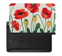 Passport Cover Leather Passport Protector Mountain Pine Tree Print Travel Document Holder Cover Travel Essentials for Women Men, poppy flowers, One Size