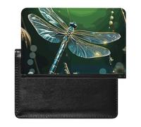 Passport Cover Leather Passport Protector Niagara Falls Travel Document Holder Cover Travel Essentials for Women Men, Dragonfly Green, One Size