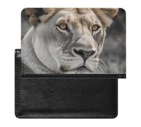 Passport Cover Leather Passport Protector Playful Panda Travel Document Holder Cover Travel Essentials for Women Men, Lioness, One Size