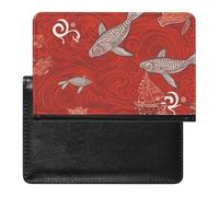 Passport Cover Leather Passport Protector Playful Panda Travel Document Holder Cover Travel Essentials for Women Men, Red sea animal, One Size