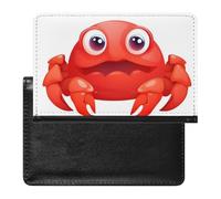 Passport Cover Leather Passport Protector Ravens Travel Document Holder Cover Travel Essentials for Women Men, Cute red crab, One Size