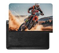 Passport Cover Leather Passport Protector Red Black Spotted Ladybug Travel Document Holder Cover Travel Essentials for Women Men, Sports motorcycle, One Size