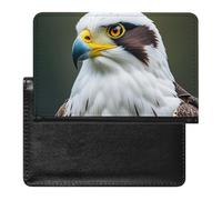 Passport Cover Leather Passport Protector Red Black Spotted Ladybug Travel Document Holder Cover Travel Essentials for Women Men, Spear falcon, white eagle, One Size