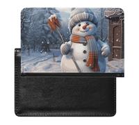 Passport Cover Leather Passport Protector Red Lips Kiss Travel Document Holder Cover Travel Essentials for Women Men, Hardworking snowman, One Size